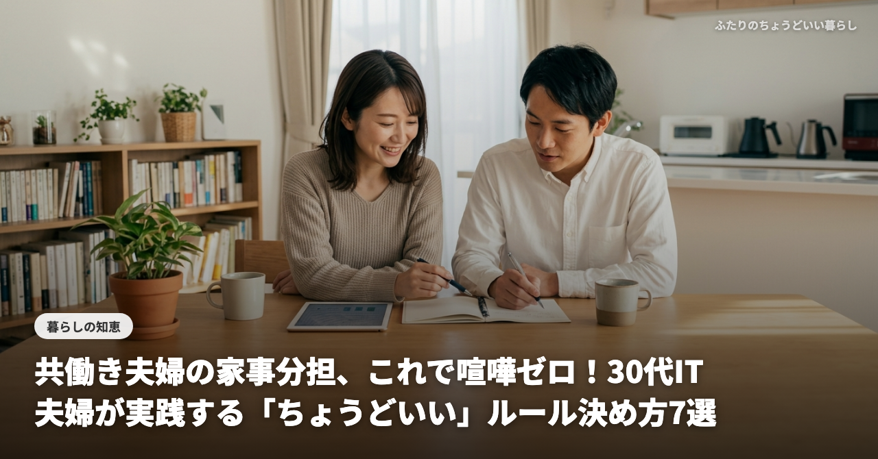 共働き夫婦の家事分担、これで喧嘩ゼロ！30代IT夫婦が実践する「ちょうどいい」ルール決め方7選