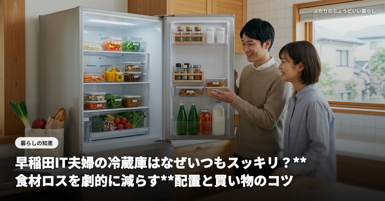早稲田IT夫婦の冷蔵庫はなぜいつもスッキリ？**食材ロスを劇的に減らす**配置と買い物のコツ
