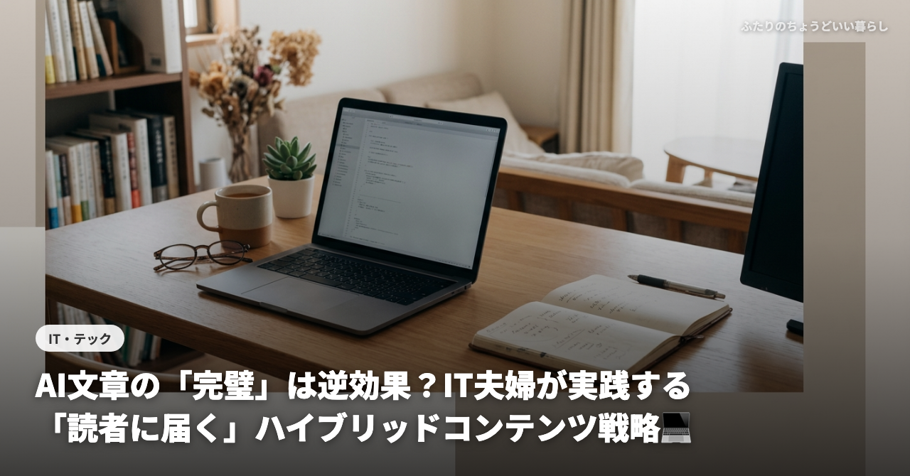 AI文章の「完璧」は逆効果？IT夫婦が実践する「読者に届く」ハイブリッドコンテンツ戦略💻